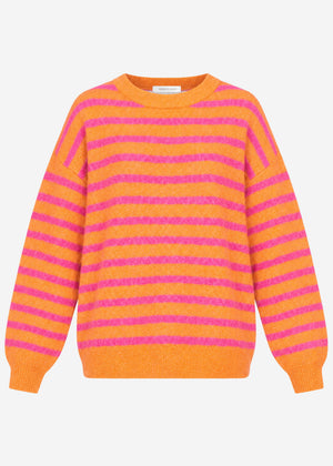 Knit jumper with stripe design - pink-orange