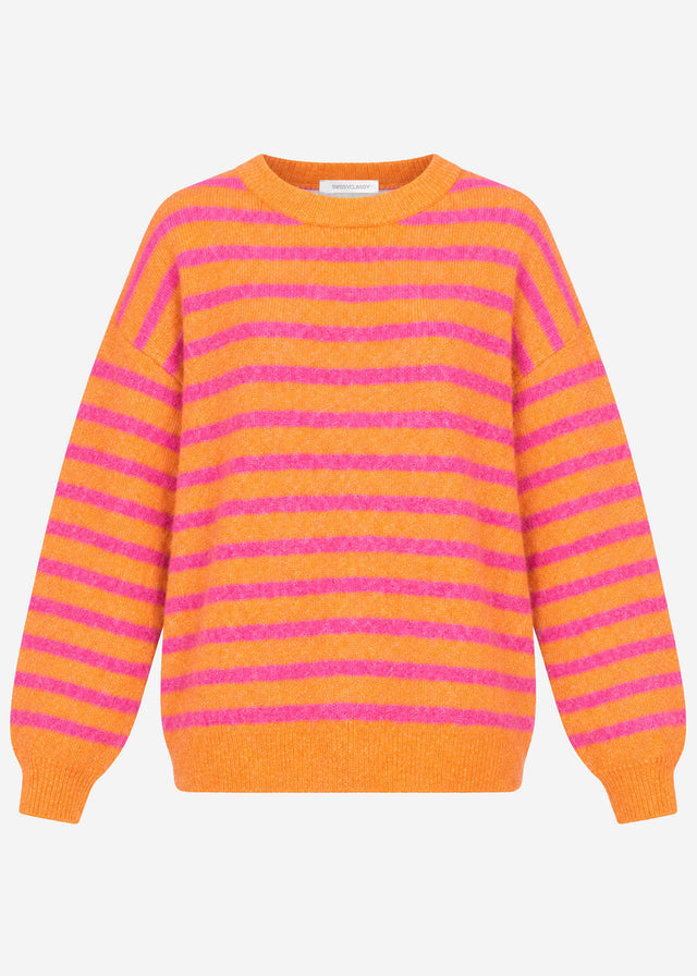 Strickpullover mit Streifen-Design - pink-orange