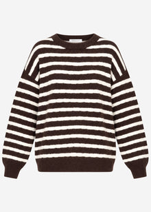 Strickpullover mit Streifen-Design - braun-offwhite