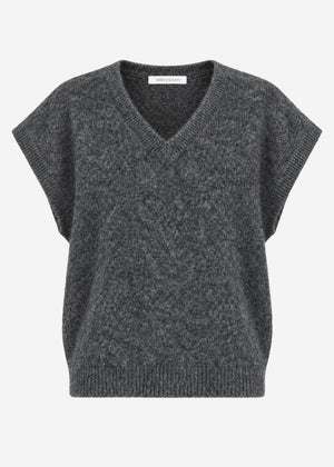 Sleeveless jumper with V-neck - dark grey