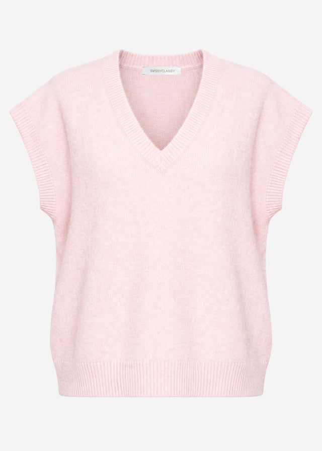 Sleeveless jumper with V-neck - rose