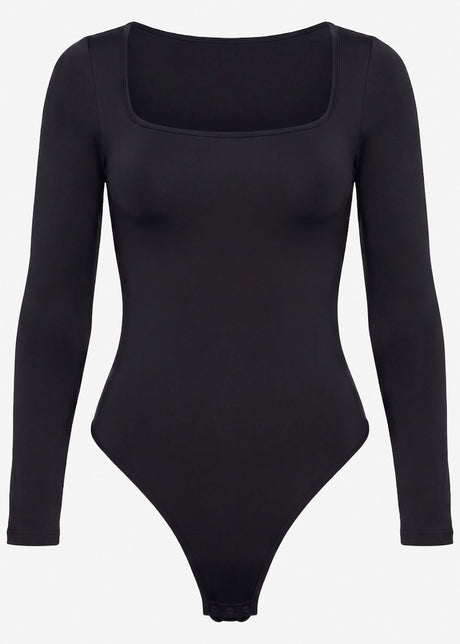 Bodysuit Sculpting Shapewear Langarm mit String - schwarz