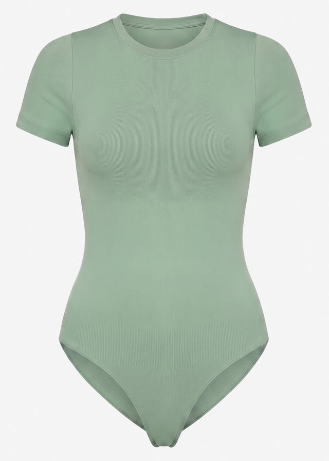 Bodysuit Sculpting Shapewear Kurzarm - salbeigrün