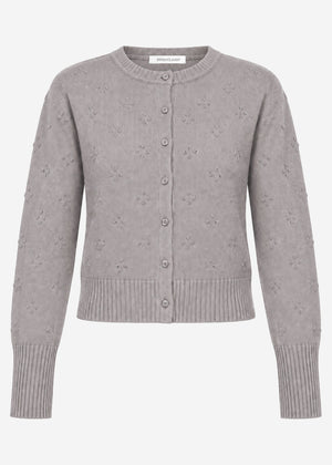 Feinstrickjacke mit Strukturmuster - grau