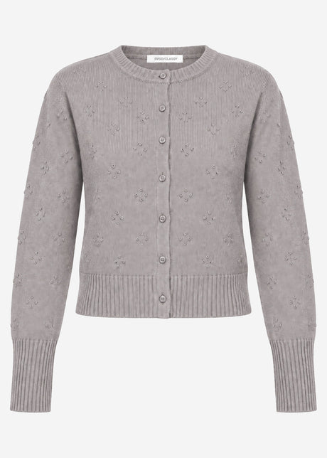 Feinstrickjacke mit Strukturmuster - grau von SASSYCLASSY