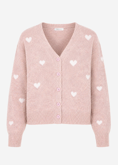 Cardigan mit weißen Herzen - beige by SASSYCLASSY