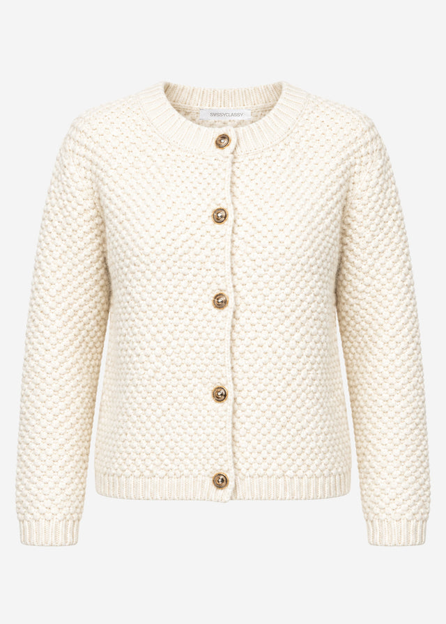 Bouclé Strickjacke - offwhite