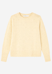 Fine knit jumper with textured pattern - yellow