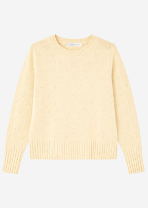 Fine knit jumper with textured pattern - yellow