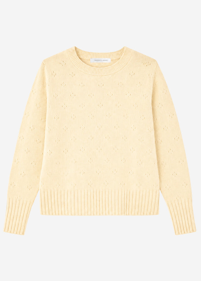 Feinstrickpullover mit Strukturmuster - gelb