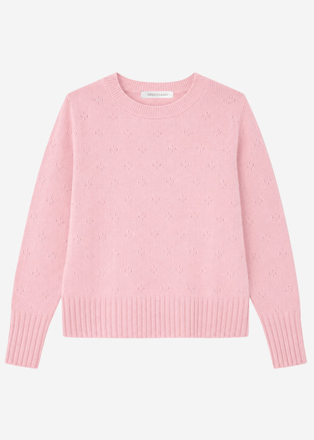 Fine knit jumper with textured pattern - rose