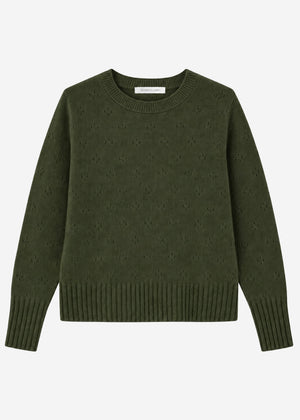 Fine knit jumper with textured pattern - green