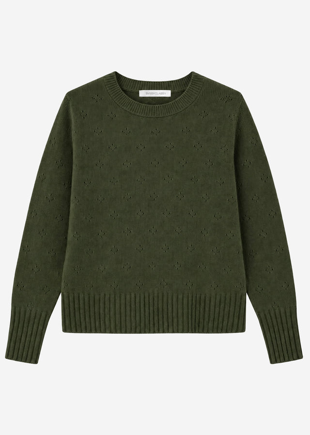 Feinstrickpullover mit Strukturmuster - grün