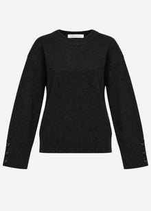 Strickpullover mit Knopfdetail - schwarz
