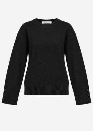 Knit jumper with button detail - black