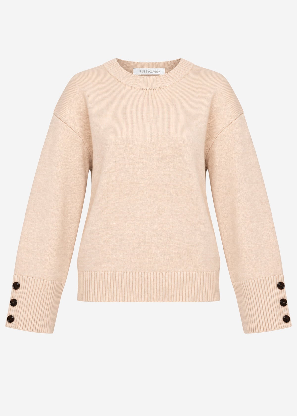 Knit jumper with button detail - beige