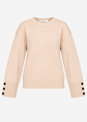 Knit jumper with button detail - beige