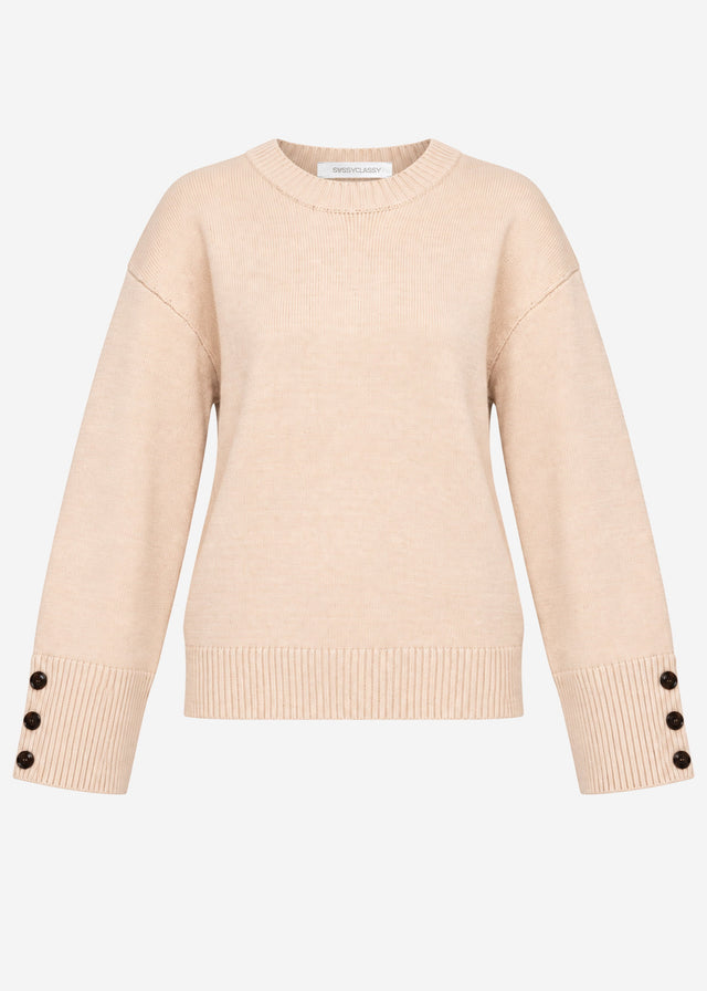 Knit jumper with button detail - beige
