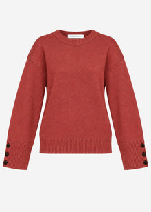 Strickpullover mit Knopfdetail - rostrot