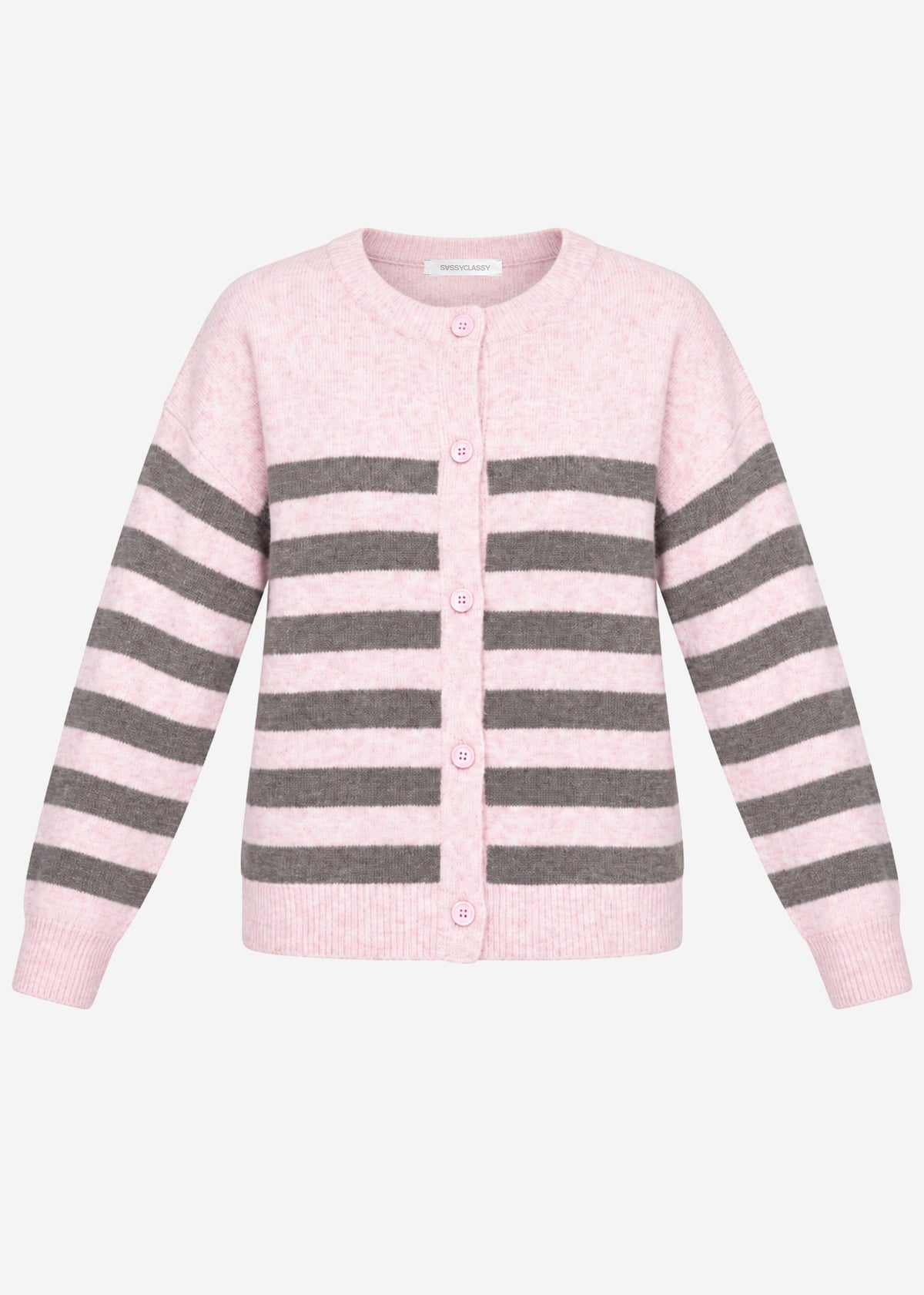 Striped cardigan with yoke - rose
