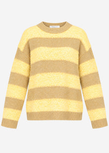 Knit jumper with block stripes - yellow-taupe