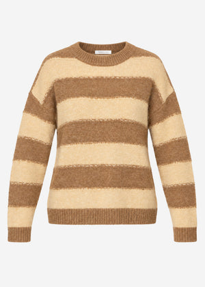 Strickpullover mit Blockstreifen - camel-beige