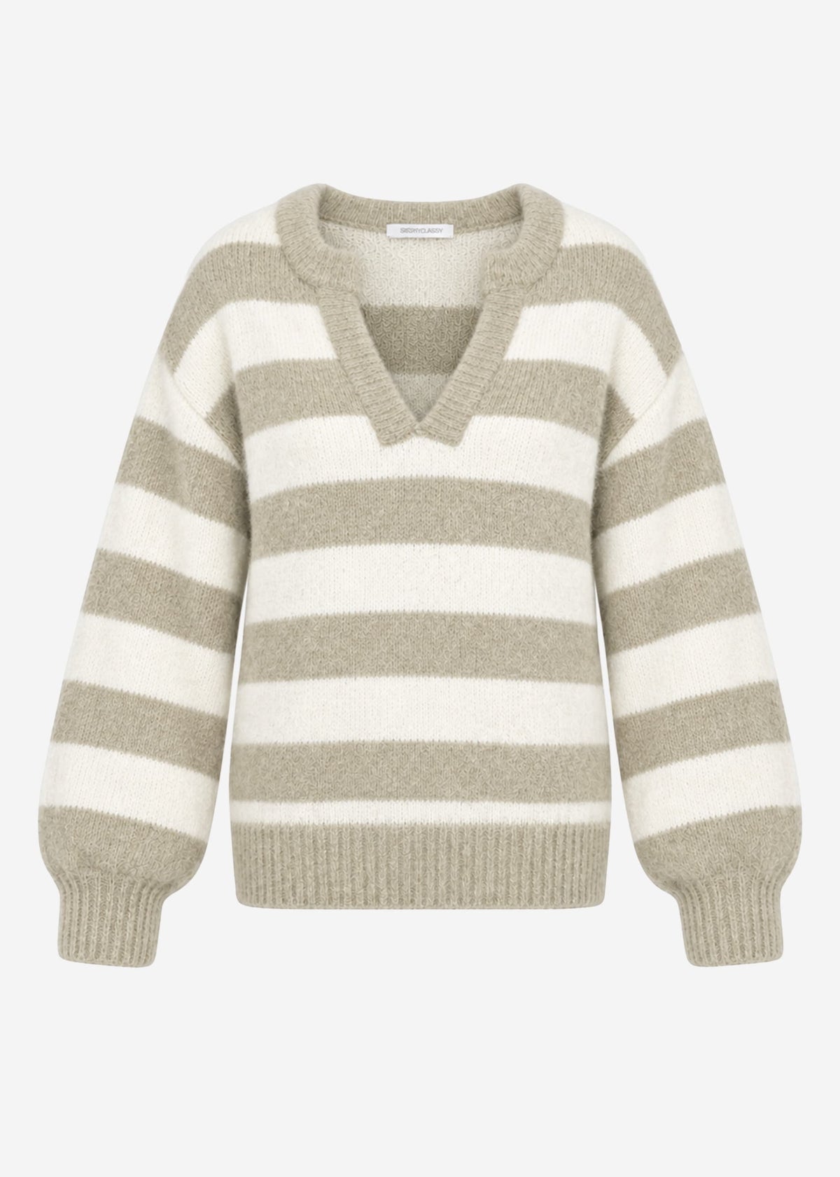 Striped jumper with trim - off-white-taupe