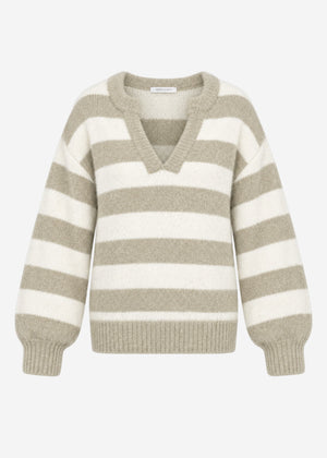 Striped jumper with trim - off-white-taupe