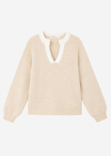 Pullover mit Blende - beige