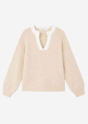 Pullover mit Blende - beige