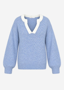 Pullover mit Blende - jeansblau