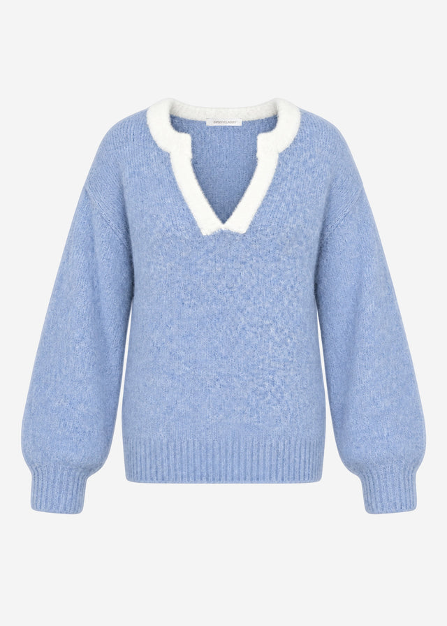 Pullover mit Blende - jeansblau
