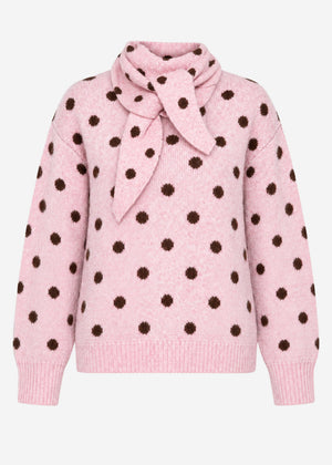 Polka dot jumper with scarf - rose