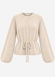 Cardigan with adjustable drawstring - beige