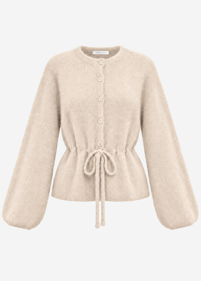 Cardigan with adjustable drawstring - beige