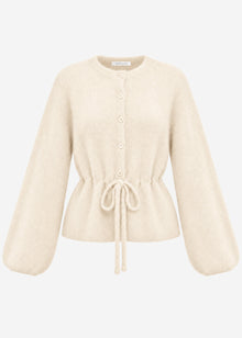 Cardigan with adjustable drawstring - off-white