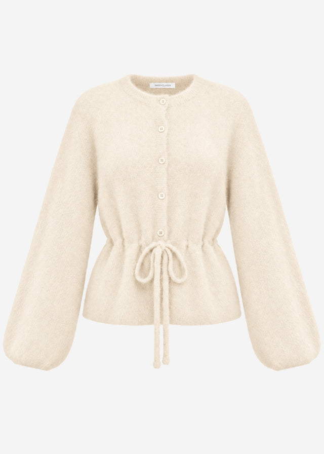 Cardigan with adjustable drawstring - off-white