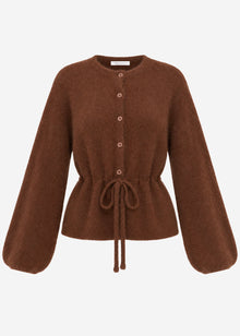 Cardigan with adjustable drawstring - brown