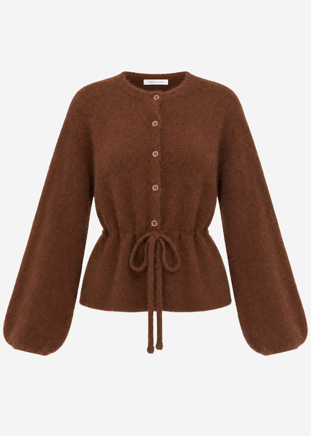 Cardigan with adjustable drawstring - brown