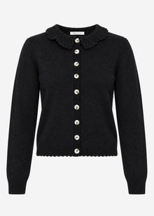 Cardigan with crochet collar - black