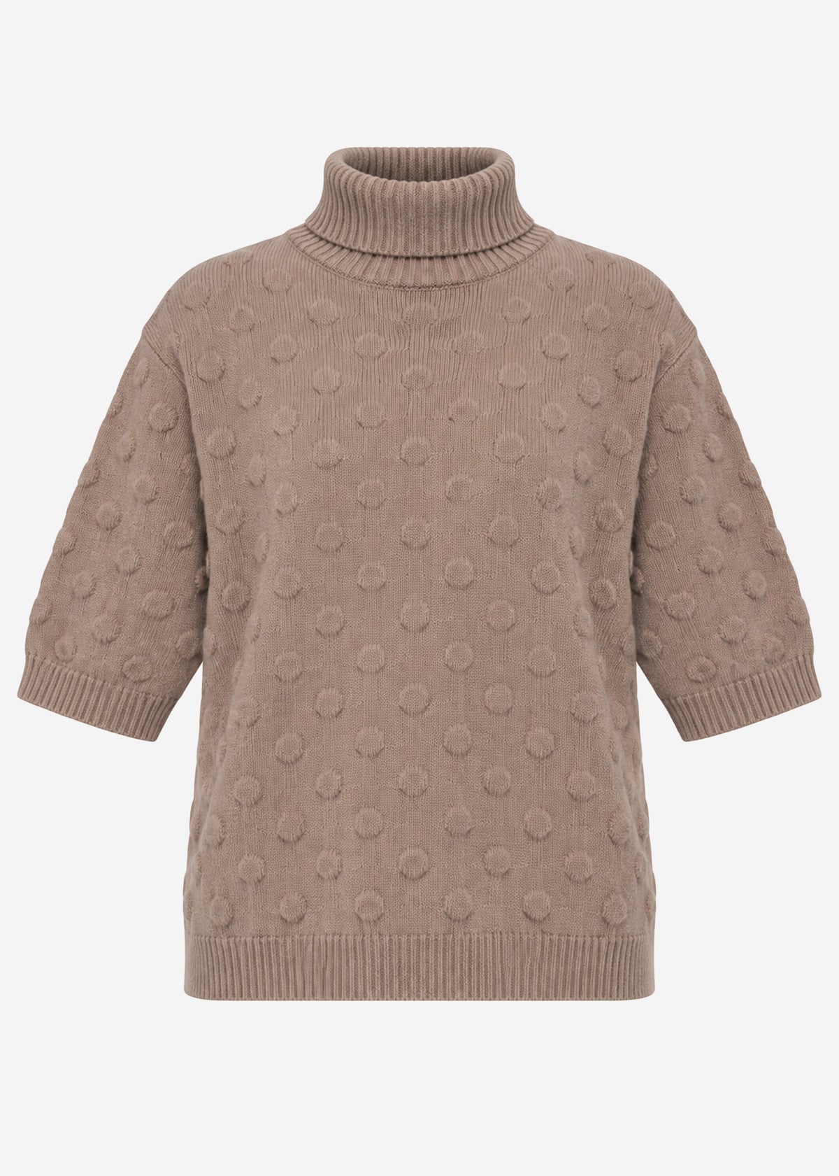 Oversized Kurzarmpullover mit Noppenstruktur - taupe