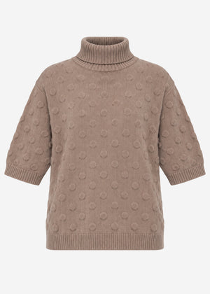 Oversized Kurzarmpullover mit Noppenstruktur - taupe