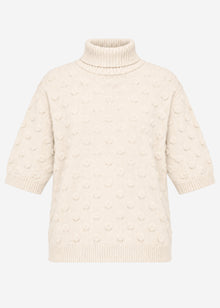 Oversized Kurzarmpullover mit Noppenstruktur - offwhite