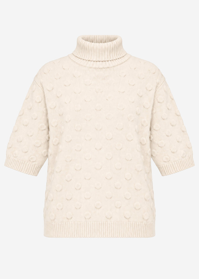 Oversized Kurzarmpullover mit Noppenstruktur - offwhite