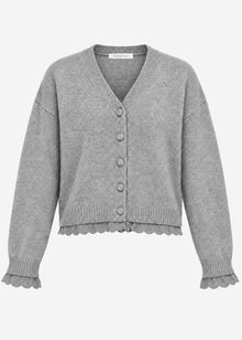 Cardigan with broderie anglaise - grey