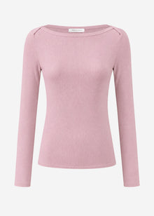 Langarmshirt mit U-Boot Ausschnitt - altrosa