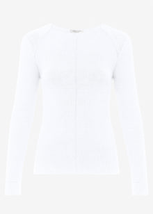 Langarmshirt mit Ziernähten - weiß