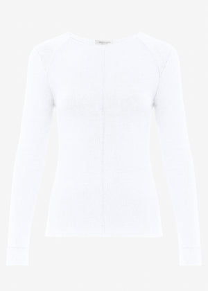 Langarmshirt mit Ziernähten - weiß