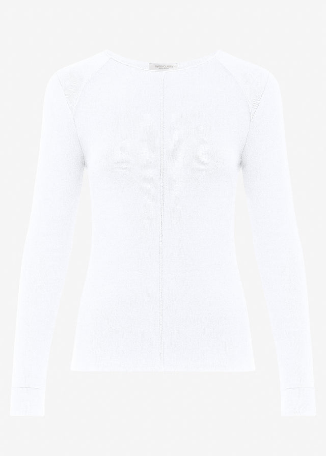 Langarmshirt mit Ziernähten - weiß