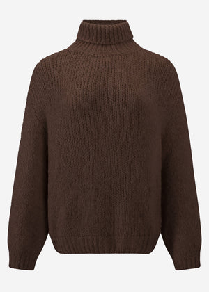 Oversized turtleneck sweater - brown
